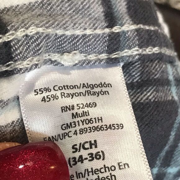 George Small Blue and Black Plaid Flannel Button Down Shirt - Picture 5 of 8